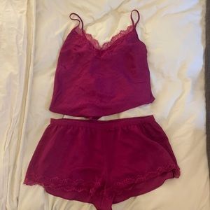 Victoria’s Secret camisole & shorts silk-feeling pajamas in Berry color